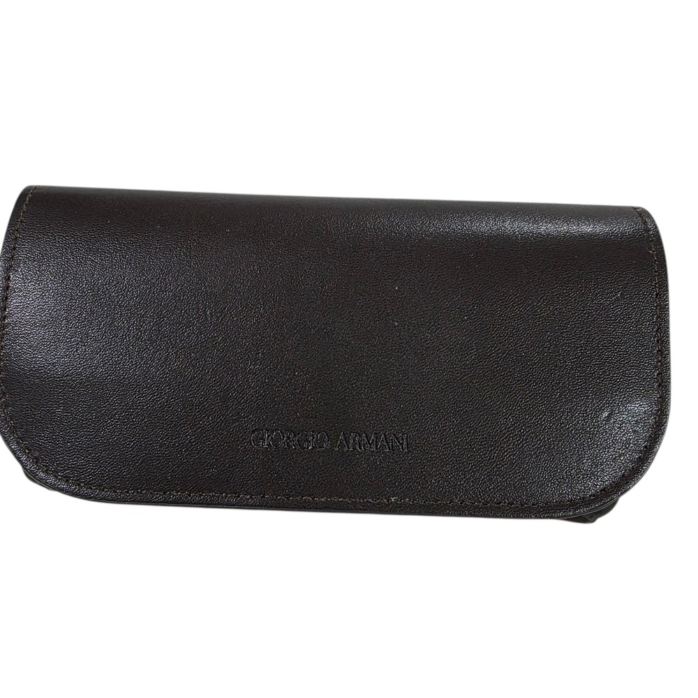 Giorgio Armani Matte Leather Glass Sunglass Case Storage Brown Frame of Life